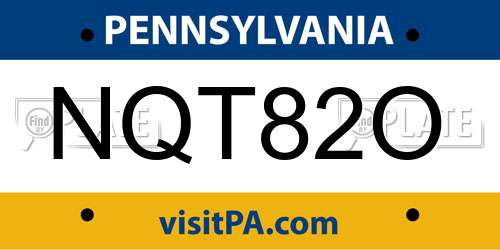 NQT82O Pennsylvania License Plate