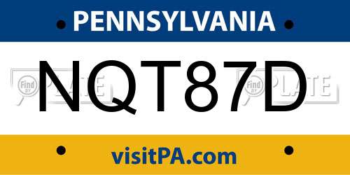 NQT87D Pennsylvania License Plate