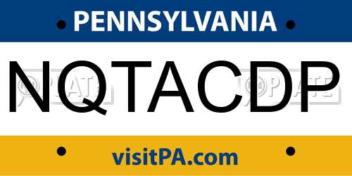 NQTACDP Pennsylvania License Plate