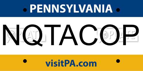 NQTACOP Pennsylvania License Plate