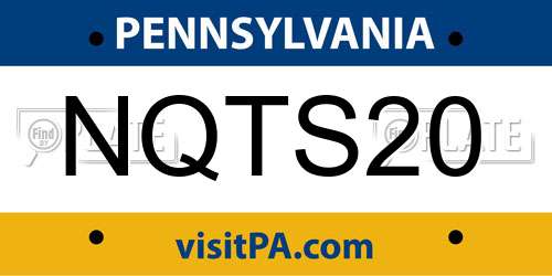 NQTS20 Pennsylvania License Plate