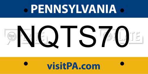 NQTS70 Pennsylvania License Plate