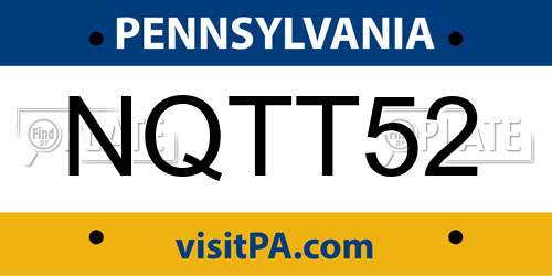 NQTT52 Pennsylvania License Plate
