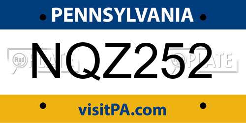 NQZ252 Pennsylvania License Plate