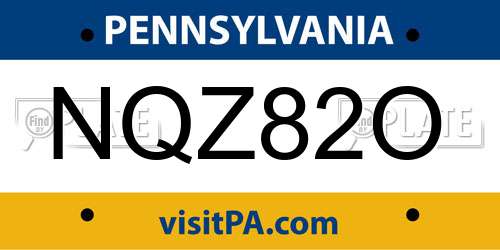 NQZ82O Pennsylvania License Plate