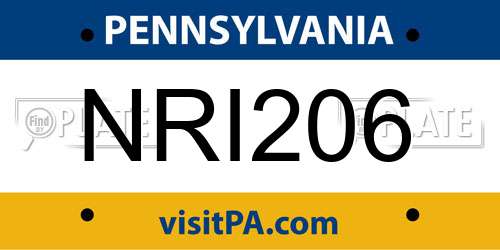 NRI206 Pennsylvania License Plate