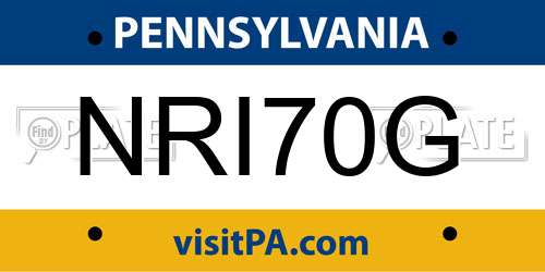 NRI70G Pennsylvania License Plate
