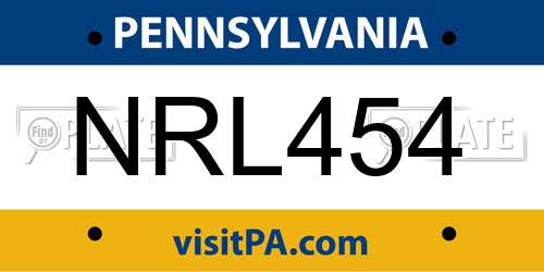 NRL454 Pennsylvania License Plate
