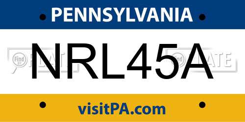 NRL45A Pennsylvania License Plate