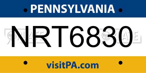 NRT6830 Pennsylvania License Plate