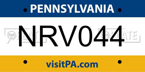 NRV044 Pennsylvania License Plate