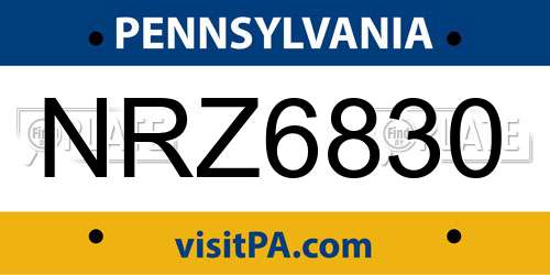 NRZ6830 Pennsylvania License Plate