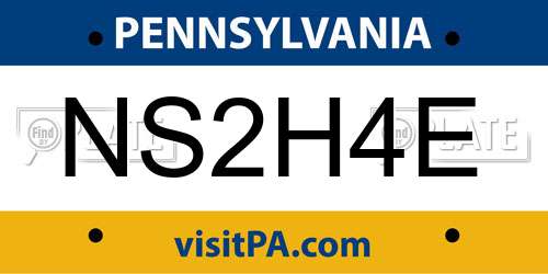 NS2H4E Pennsylvania License Plate