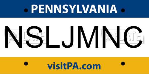 NSLJMNC Pennsylvania License Plate