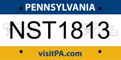NST1813 Pennsylvania License Plate