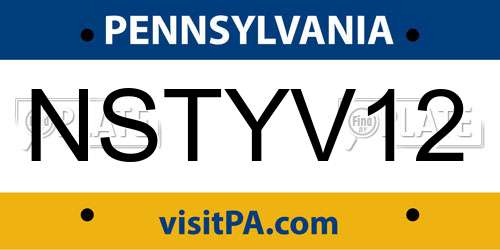NSTYV12 Pennsylvania License Plate