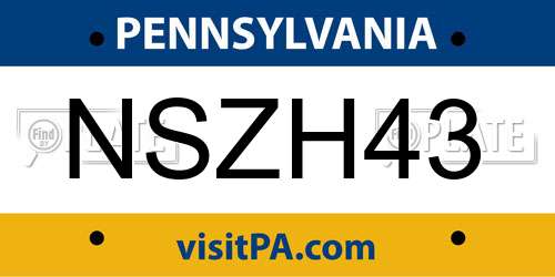NSZH43 Pennsylvania License Plate