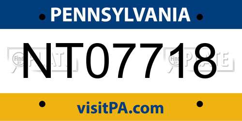 NT07718 Pennsylvania License Plate