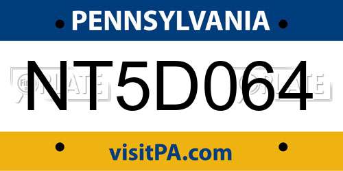 NT5D064 Pennsylvania License Plate
