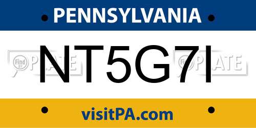 NT5G7I Pennsylvania License Plate