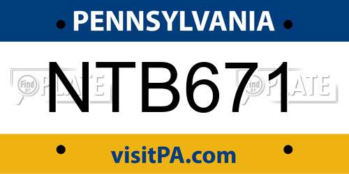 NTB671 Pennsylvania License Plate