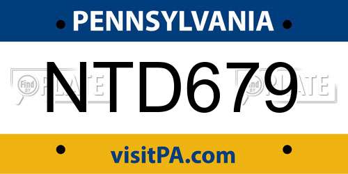 NTD679 Pennsylvania License Plate
