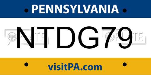 NTDG79 Pennsylvania License Plate