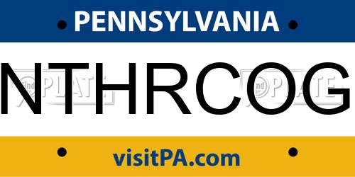 NTHRCOG Pennsylvania License Plate