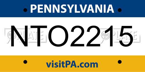 NTO2215 Pennsylvania License Plate