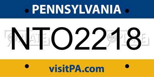 NTO2218 Pennsylvania License Plate