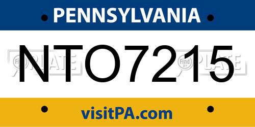 NTO7215 Pennsylvania License Plate