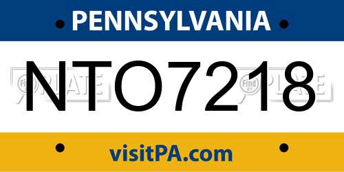 NTO7218 Pennsylvania License Plate