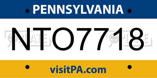 NTO7718 Pennsylvania License Plate