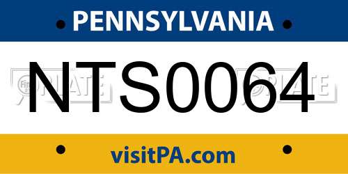 NTS0064 Pennsylvania License Plate