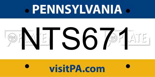 NTS671 Pennsylvania License Plate