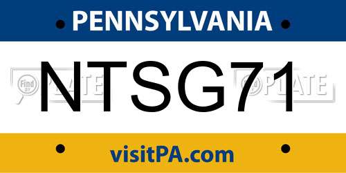 NTSG71 Pennsylvania License Plate