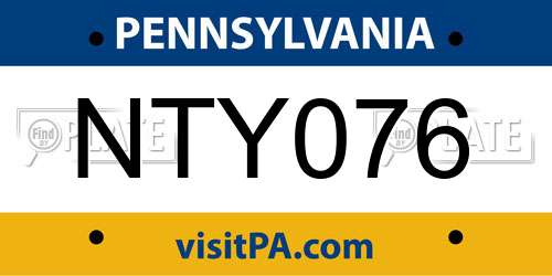 NTY076 Pennsylvania License Plate