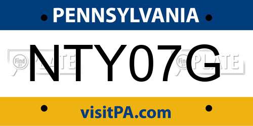 NTY07G Pennsylvania License Plate