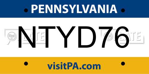 NTYD76 Pennsylvania License Plate