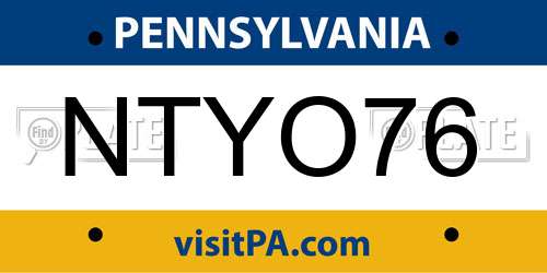 NTYO76 Pennsylvania License Plate