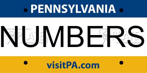 NUMBERS Pennsylvania License Plate
