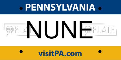 NUNE Pennsylvania License Plate