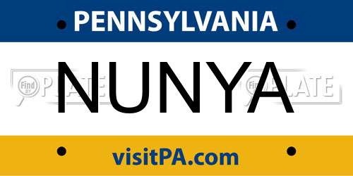 NUNYA Pennsylvania License Plate