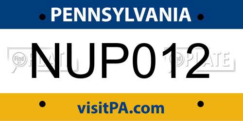 NUP012 Pennsylvania License Plate