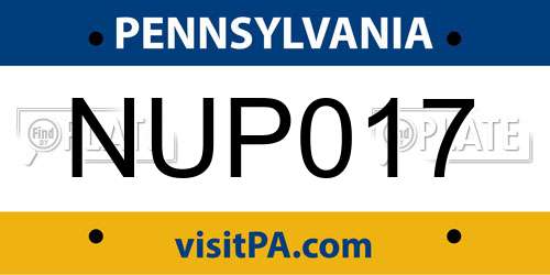 NUP017 Pennsylvania License Plate