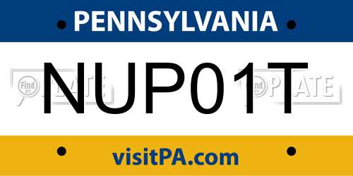 NUP01T Pennsylvania License Plate