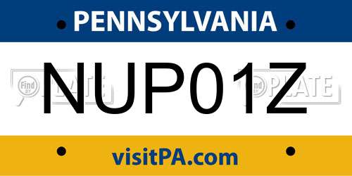 NUP01Z Pennsylvania License Plate