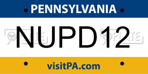 NUPD12 Pennsylvania License Plate