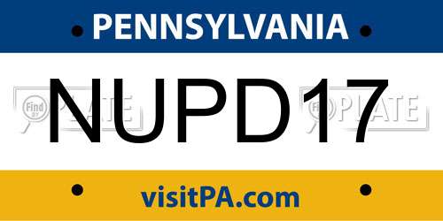 NUPD17 Pennsylvania License Plate