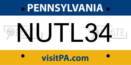 NUTL34 Pennsylvania License Plate